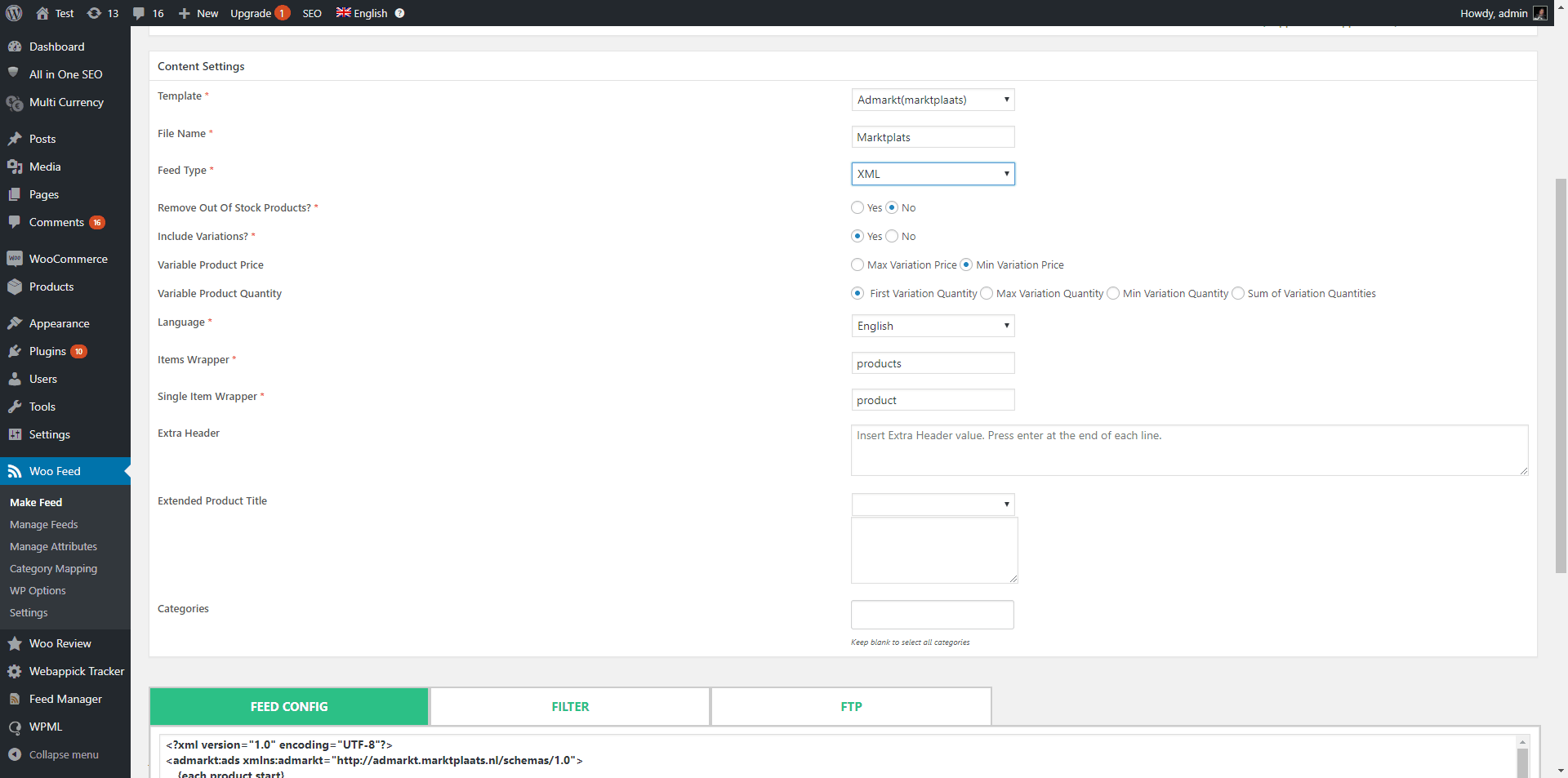 CTX feed dashboard