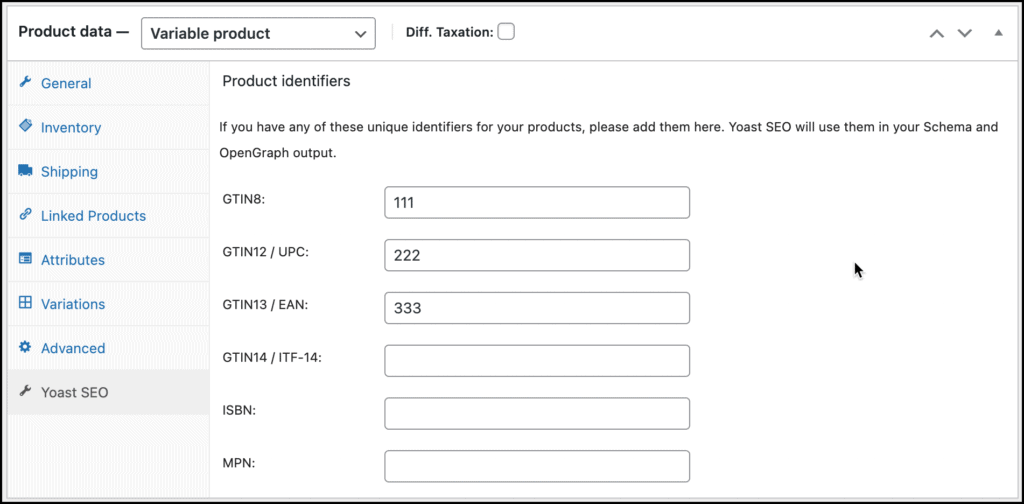Yoast SEO WooCommerce GTIN MPN