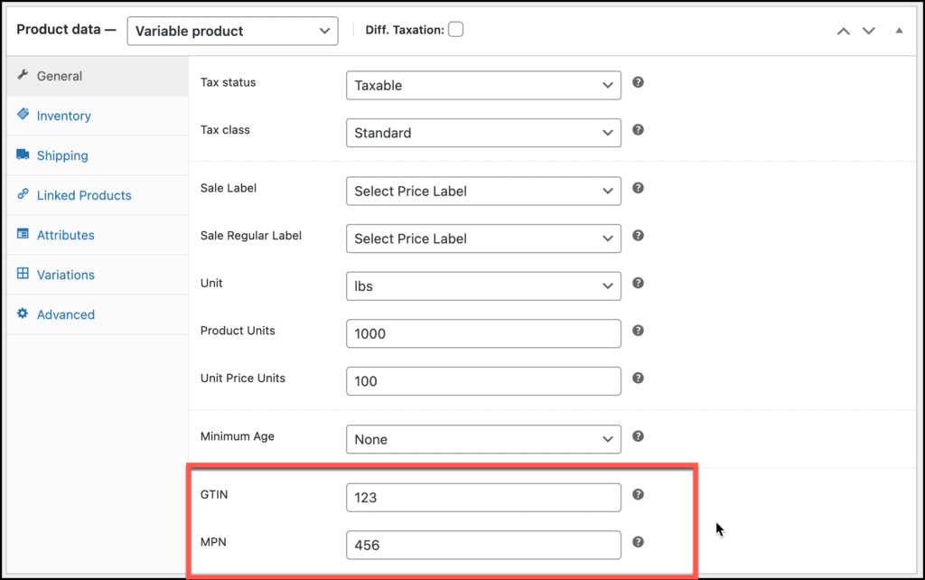 WooCommerce Germanized GTIN MPN