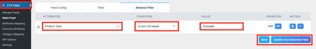 Remove Grouped Products from the Feed