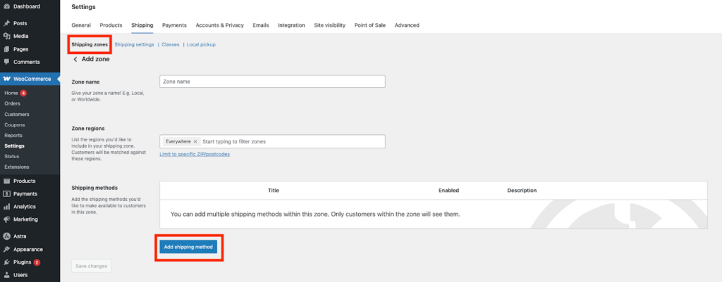 Add Shipping Methods & Set Shipping Class Costs