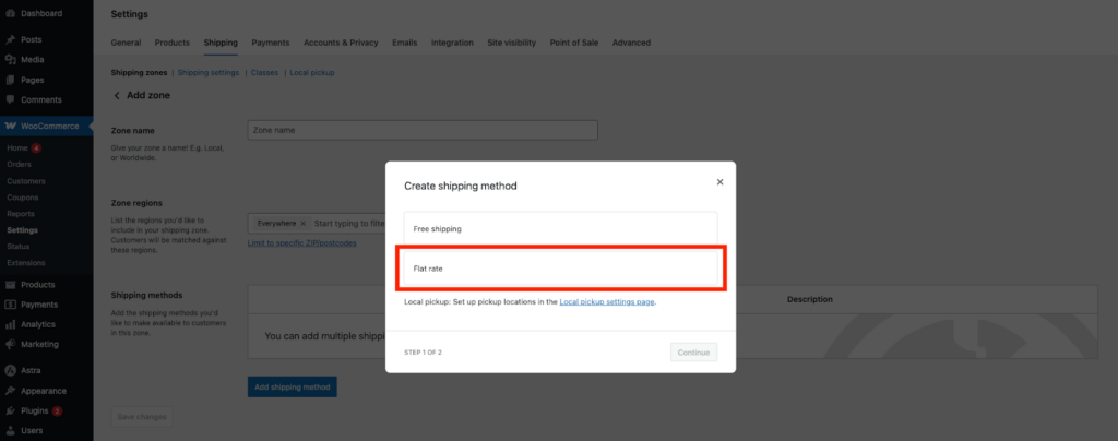 create Shipping Methods & Set Shipping Class Costs