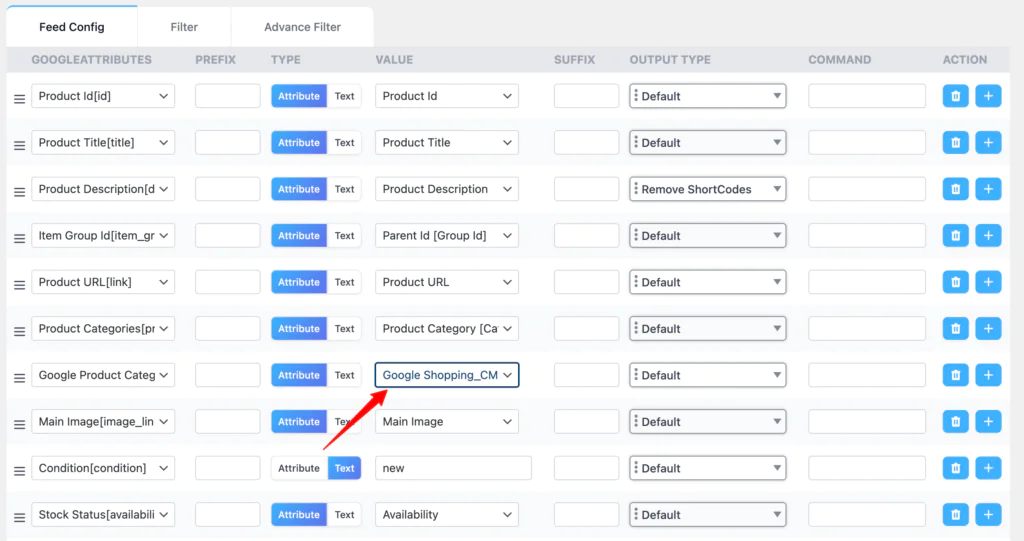 Category Mapping Attributes