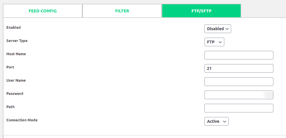 FTP tab of WooCommerce Product Feed