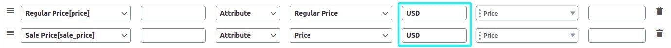 USD in the suffix section of the template