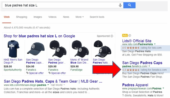 Classificações do vendedor do Google