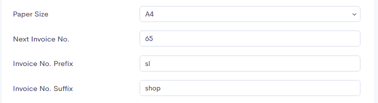 Control Paper size and invoice number