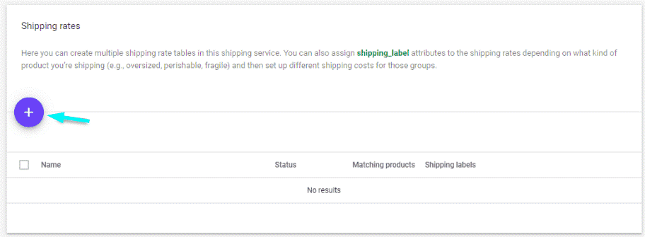 Shipping rates on Google Merchant Center