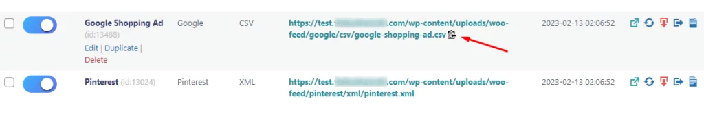 Google shopping product feed url 