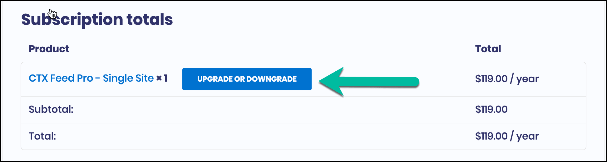 Upgrade or Downgrade CTX Feed Subscription