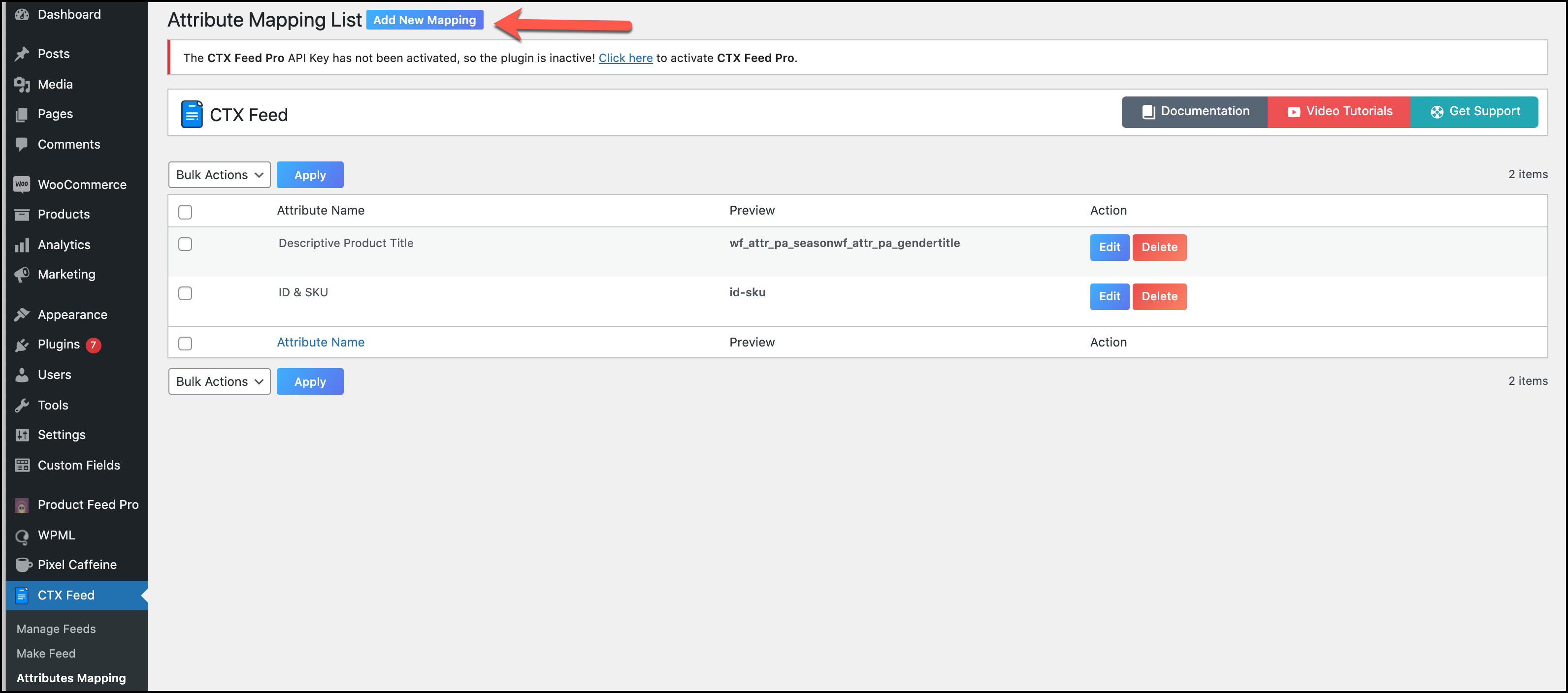 Add Attribute mapping in CTX Feed