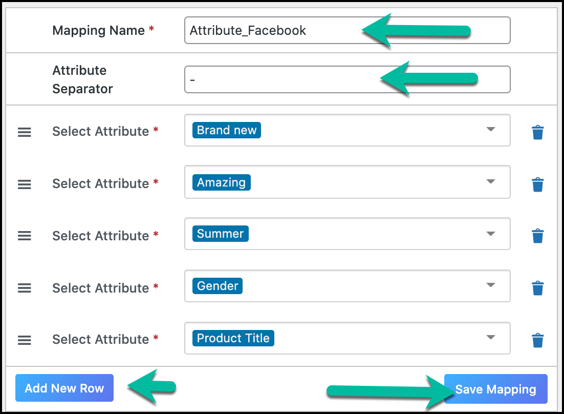 Attribute mapping name in CTX Feed 