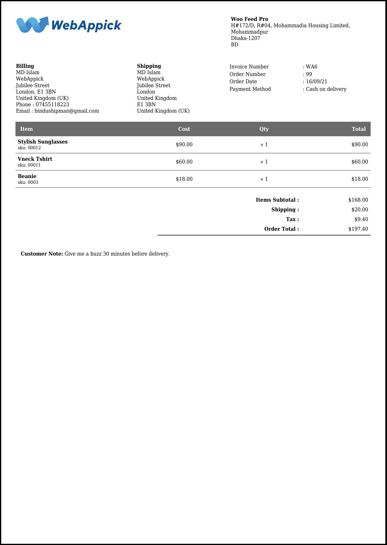 Challan PDF Invoice