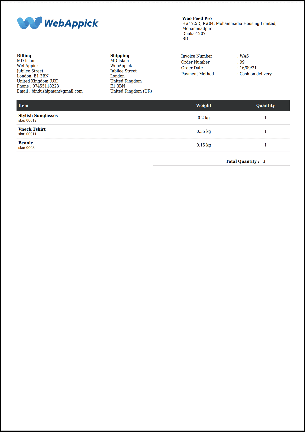 Challan PDF Packing Slip - WooCommerce Invoice generator