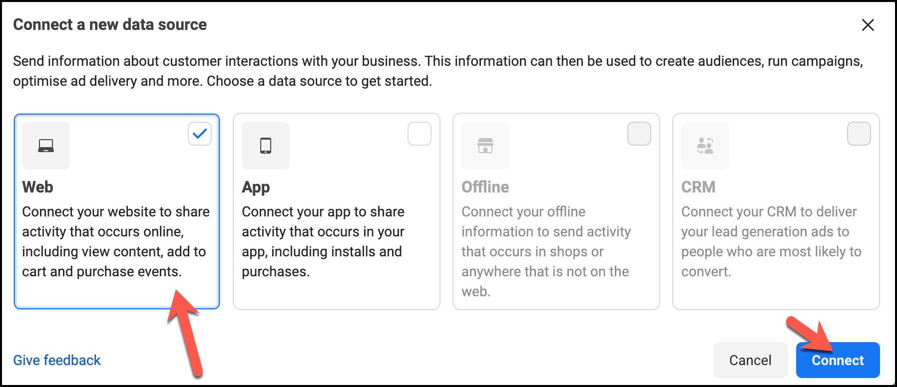 Connect data source using Web