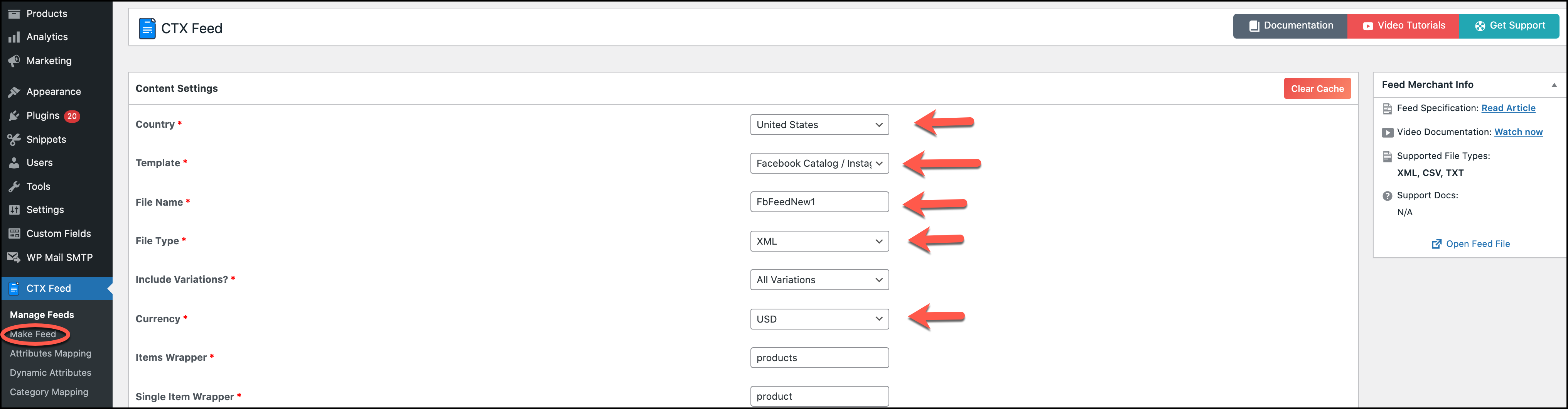 Create feed using CTX Feed - Facebook WooCommerce Plugin