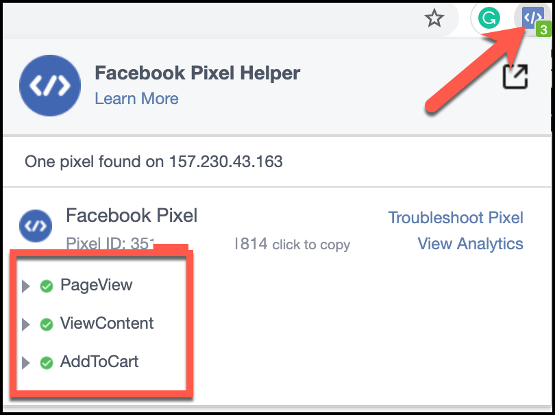 Facebook Pixel Helper tracking