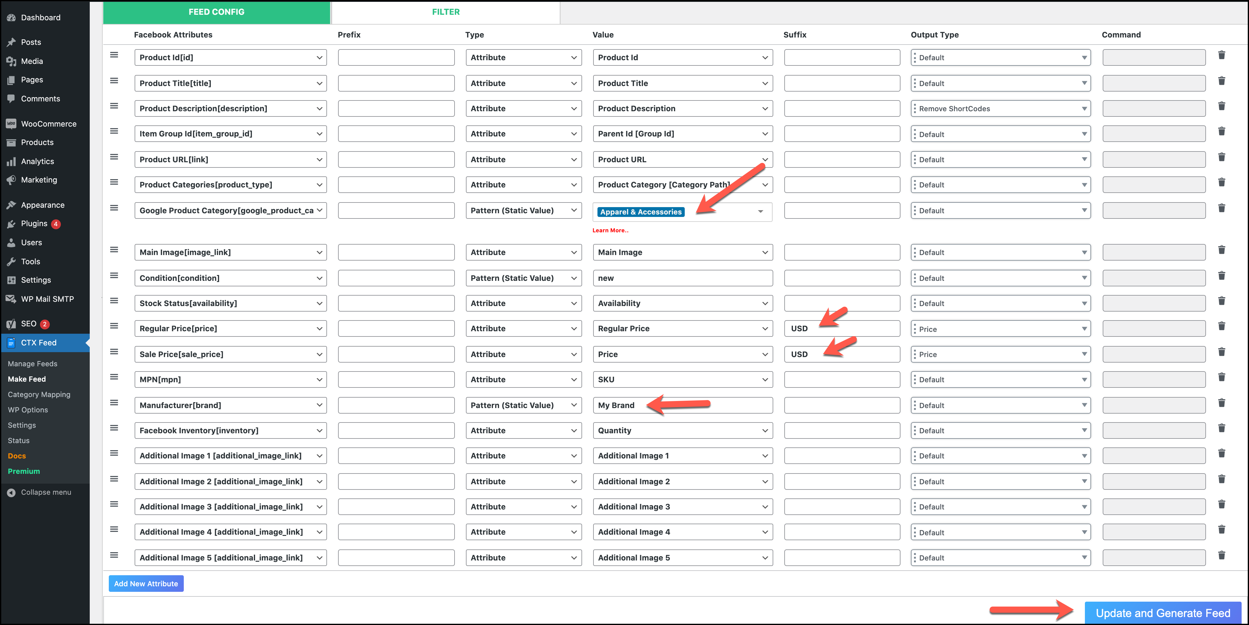 Feed Config for Facebook Catalog in CTX Feed