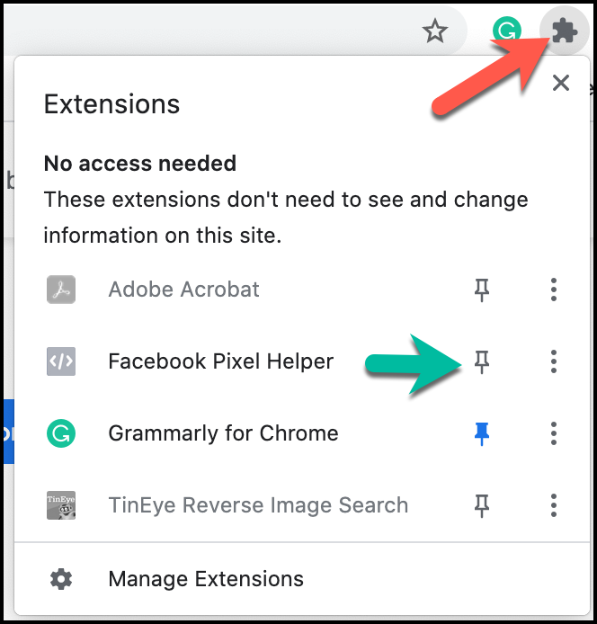 Pin Facebook Pixel Helper