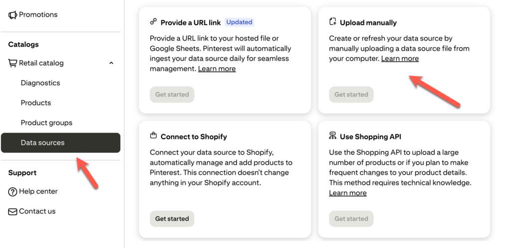 add pinterest product Feed to Pinterest Business Hub