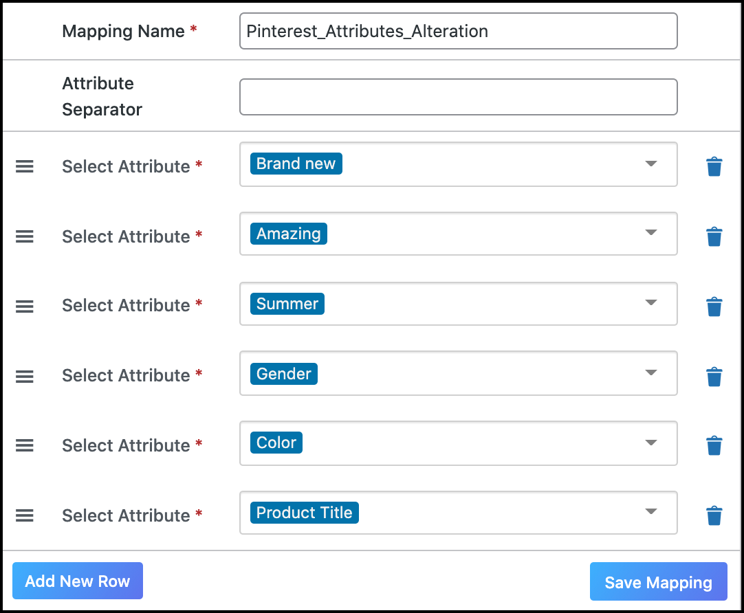 CTX Feed Attribute Mapping - Pinterest for WooCommerce