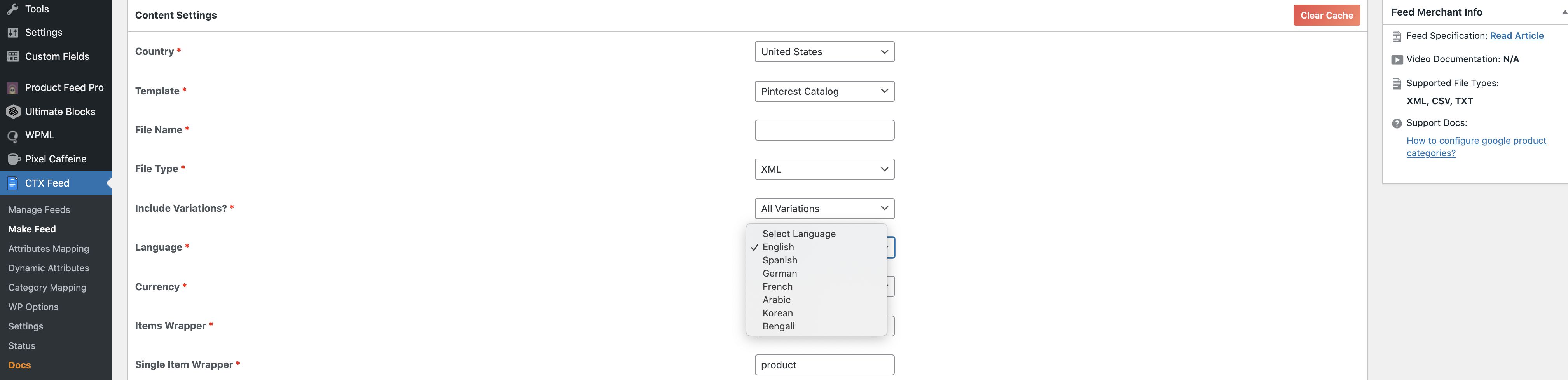 CTX Feed Multi-language