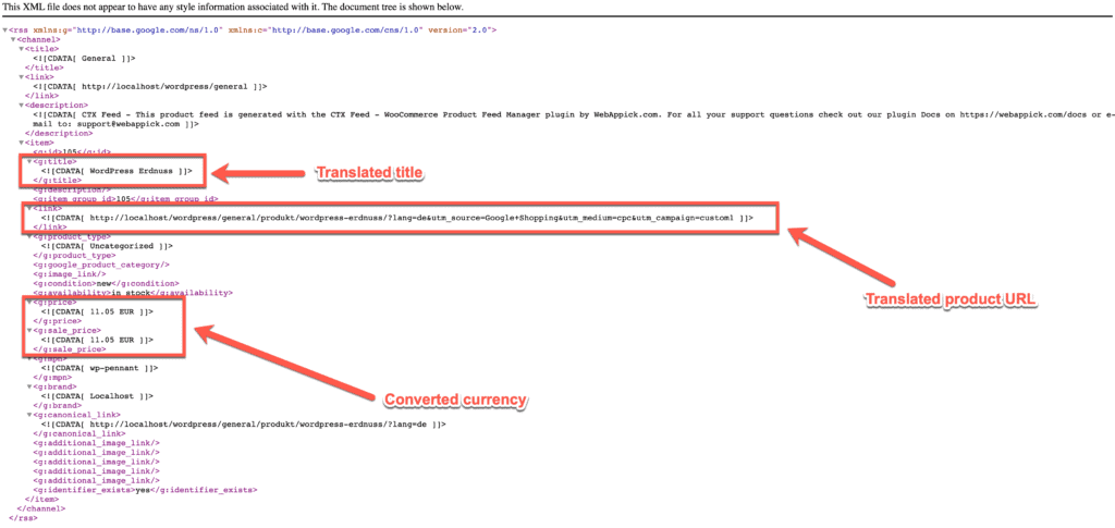 Feed file with German language