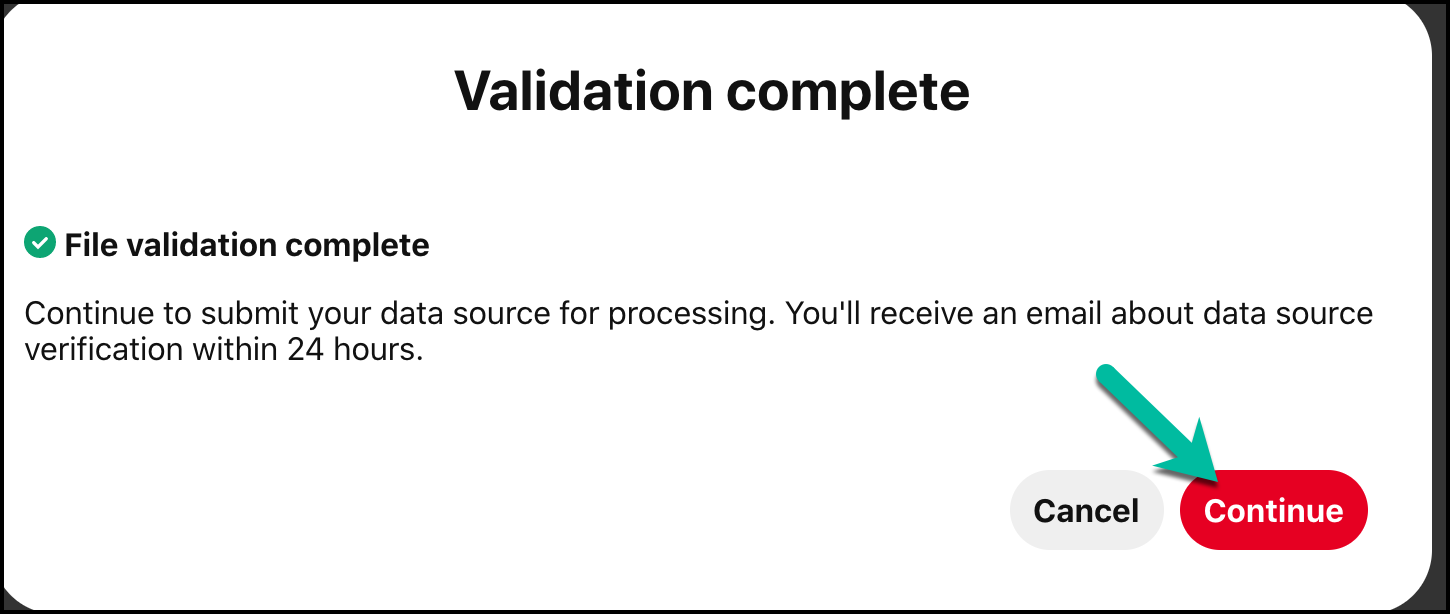 File Validation complete message