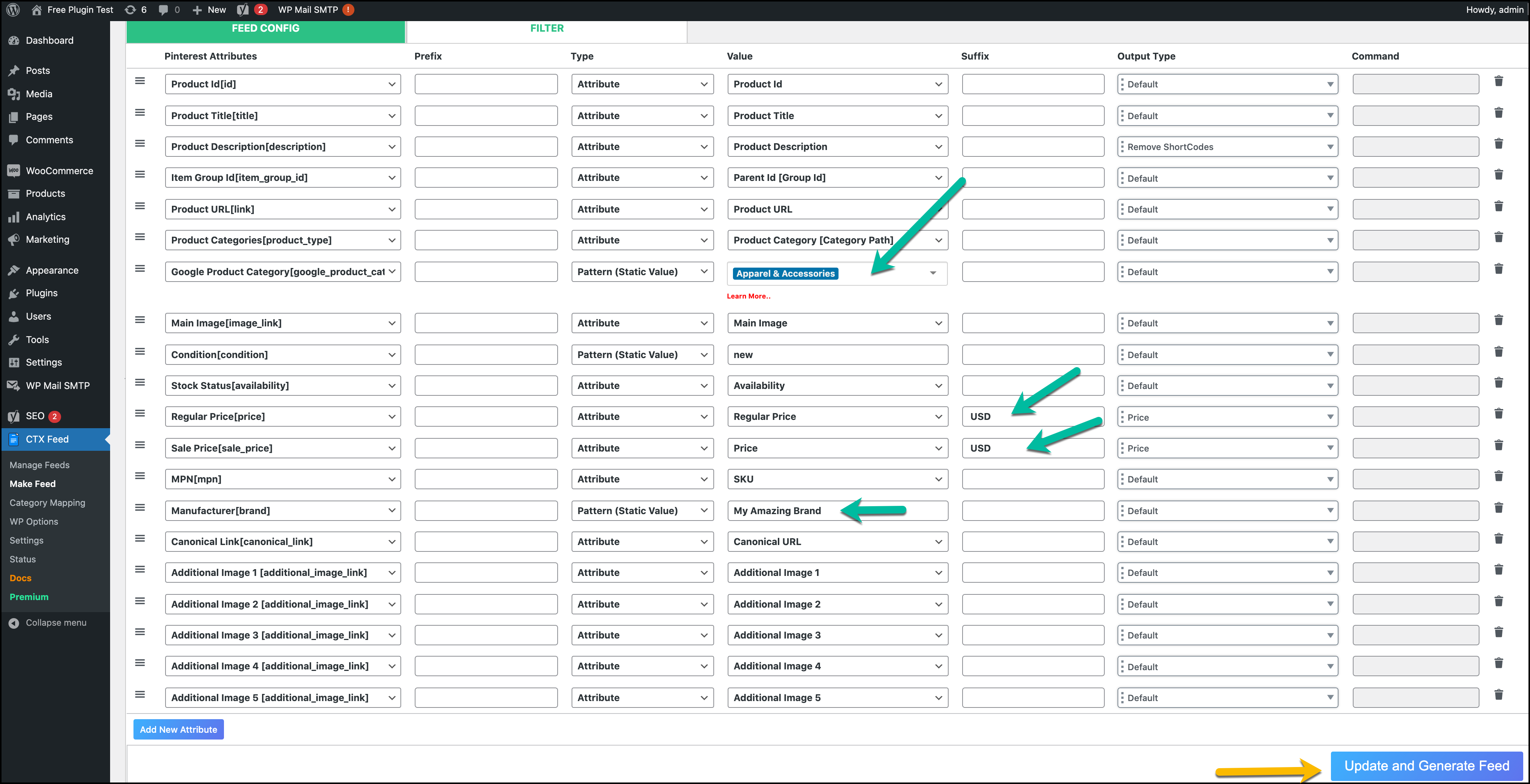 Pinterest Attributes in CTX Feed