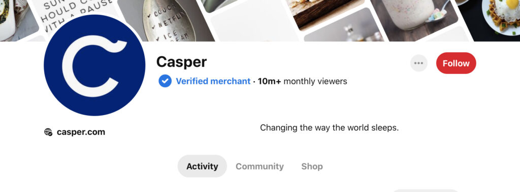 Pinterest Business Hub showing Verified Merchant
