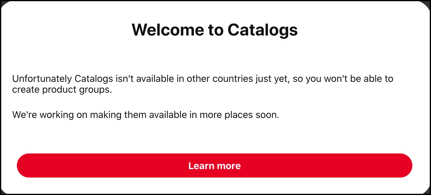 Pinterest Catalogs not supported