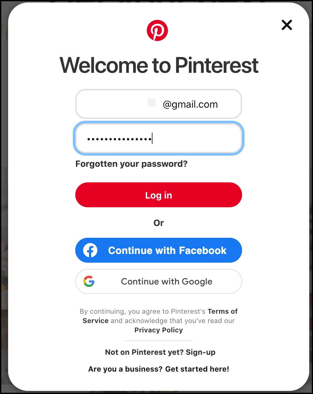 Pinterest Login Credentials