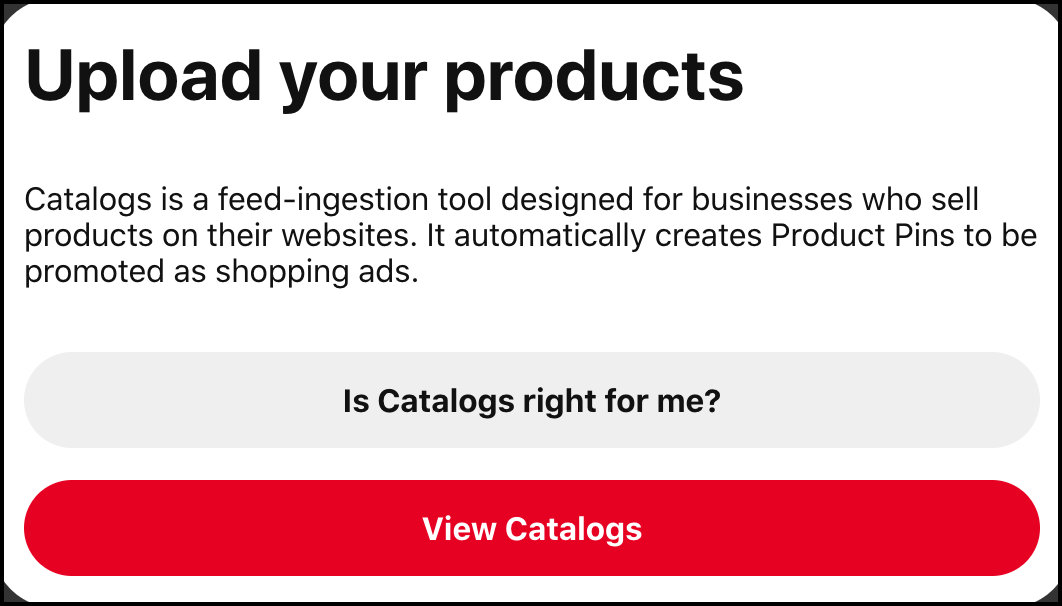 View Catalogs for upload - Pinterest for WooCommerce