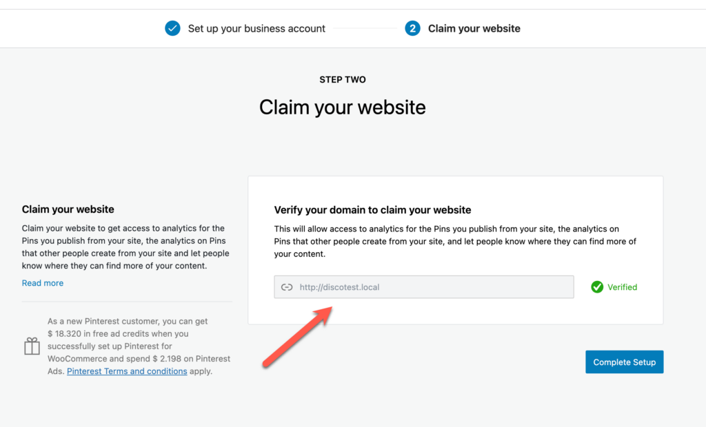 claim you website to Connect Your Pinterest Business Account