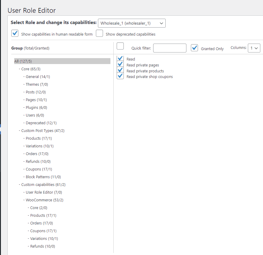 How to select user roles and their capabilities on your WooCommerce wholesale store