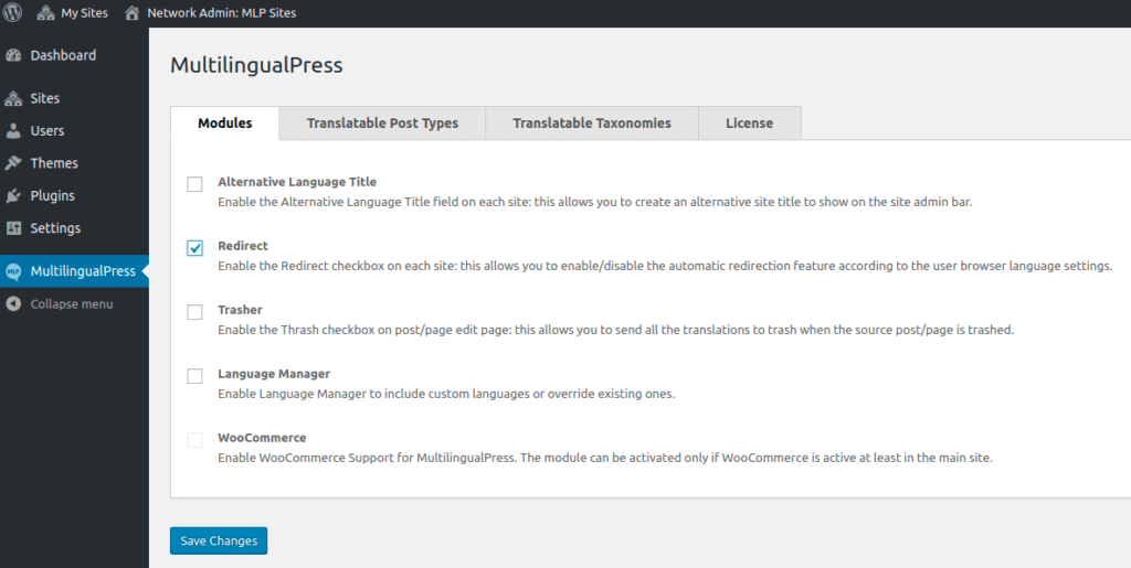 Enable redirection from MultilingualPress modules