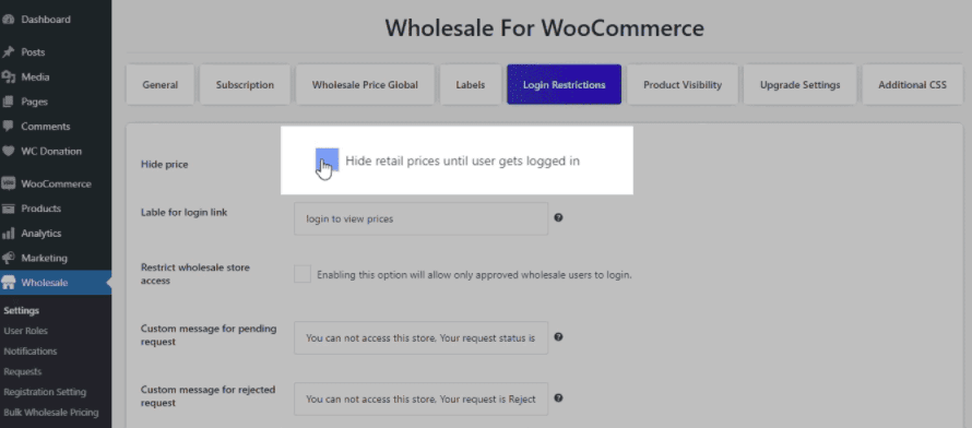 How to hide retail price for non-logged-in users on Wholesale for WooCommerce