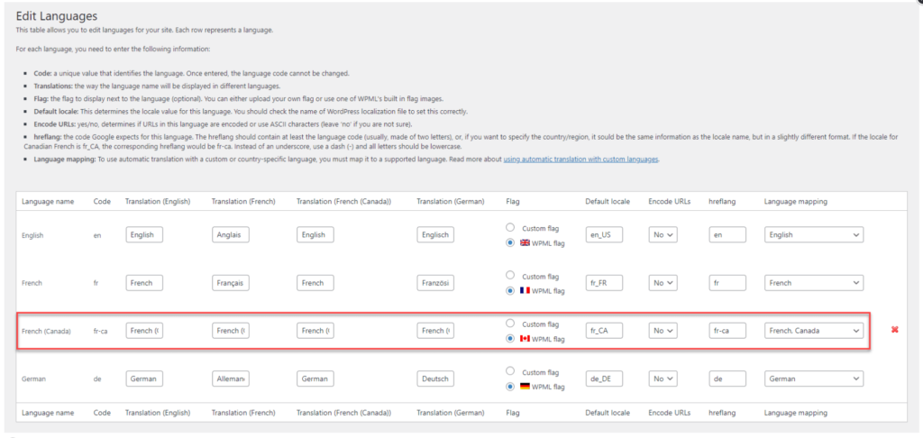 Setting the custom language as per your preference