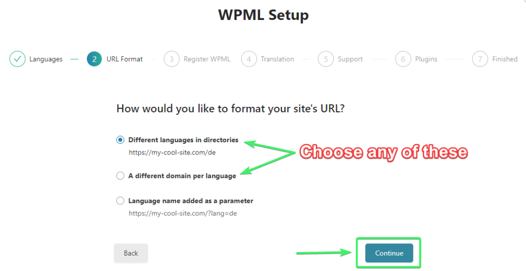 Setting the url format in WPML