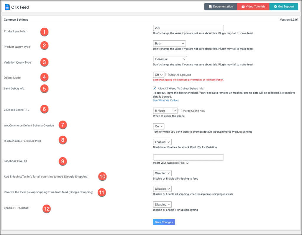 CTX feed setting