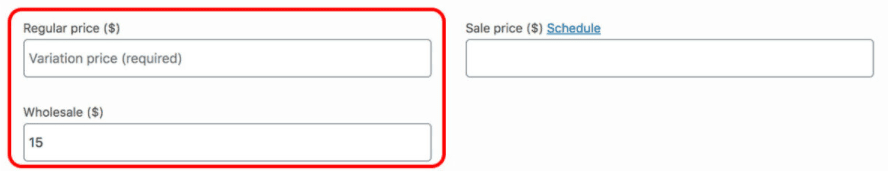 How to set the wholesale price along with the retail price