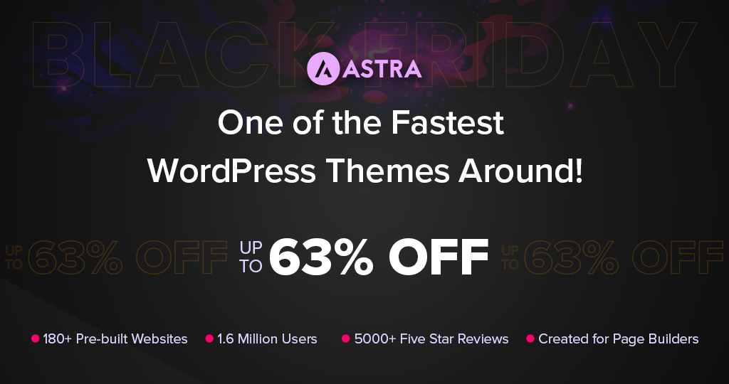 Astra: Best WordPress Theme For Faster Websites black friday deals