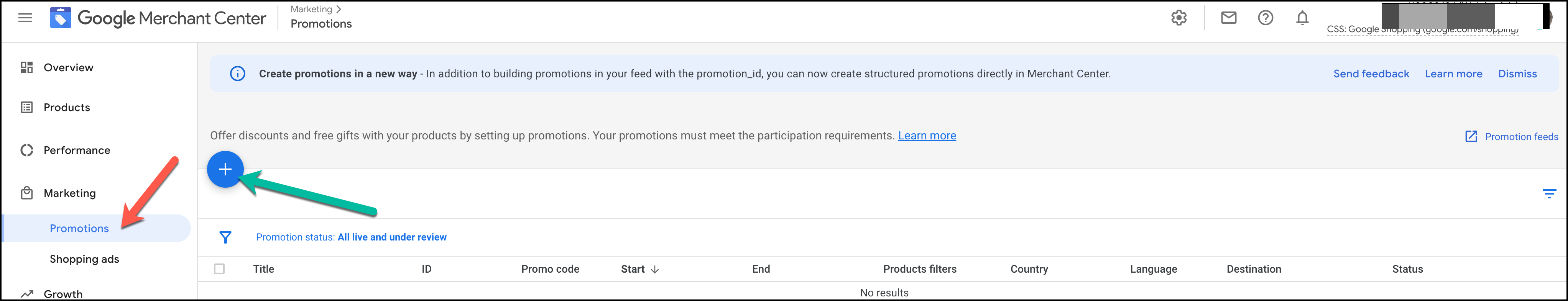 Select Promotion - Google Merchant Promotions