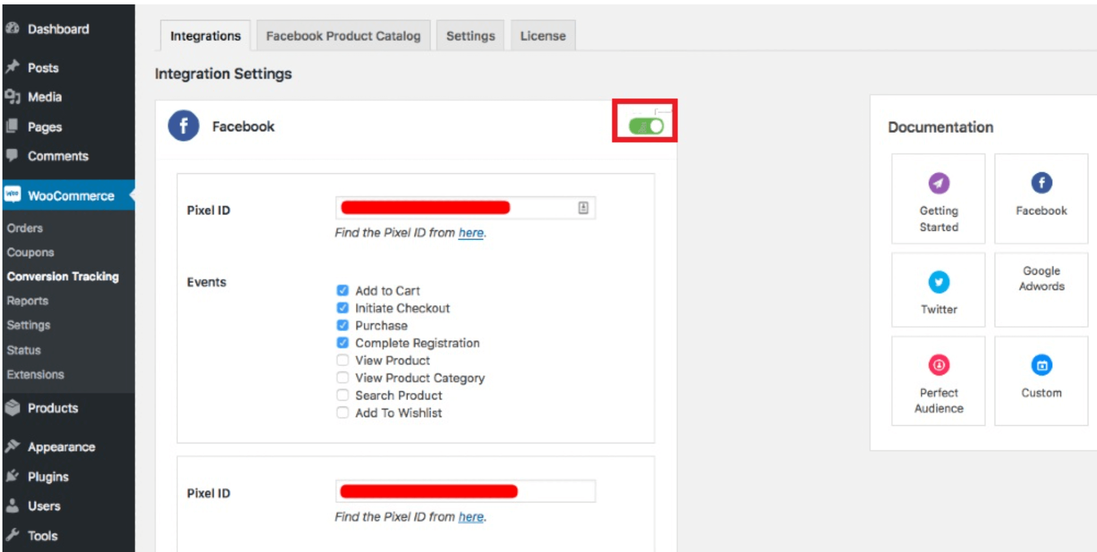WooCommerce Conversion Tracking Facebook integration