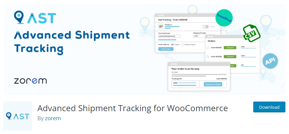 Advanced shipment tracking for WooCommerce plugin by zorem for easy order tracking