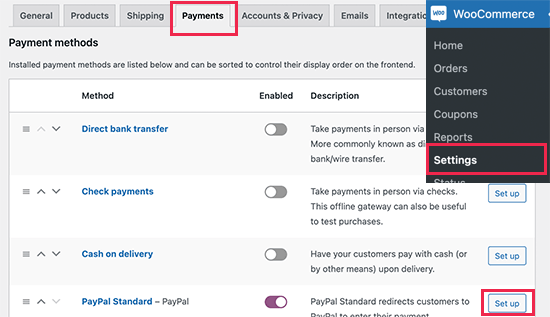 Payments Method Setup - WooCommerce Webshop
