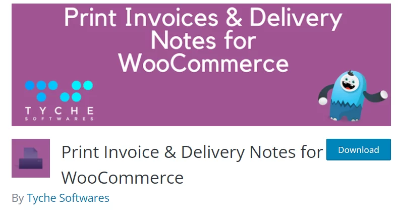 Print Invoice & Delivery Notes for WooCommerce for printing PDF invoices