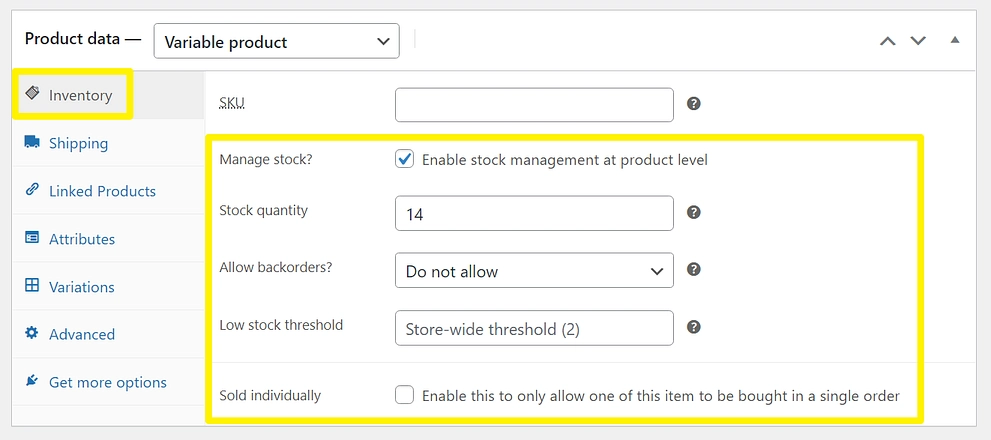 Stock Status Management for Variable Products