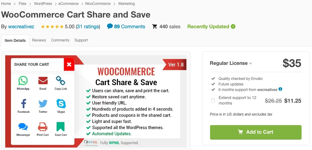 WooCommerce Cart Share and Save - WooCommerce Shopping Cart