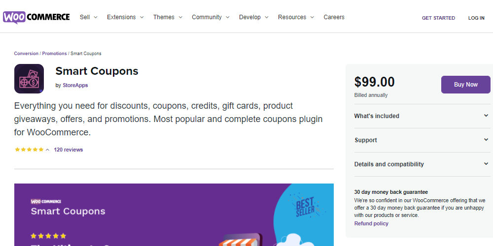 WooCommerce website offering its discount plugin service